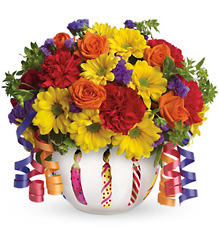 **1 LEFT** Teleflora Brilliant Birthday Blooms from Krupp Florist, your local Belleville flower shop